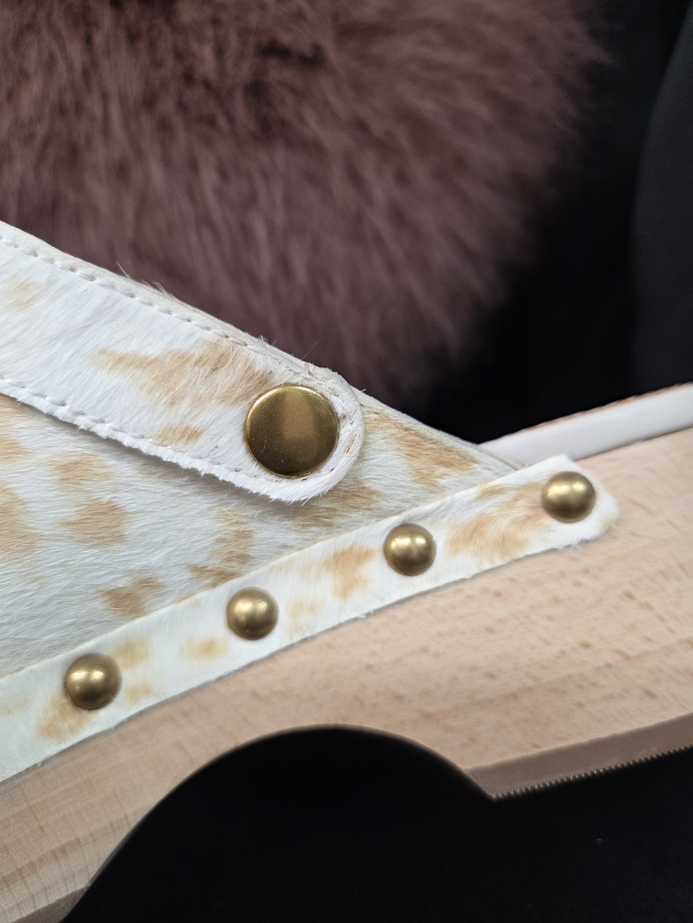 J. Crew Cream and Tan Cowhide Studded Wooden Clogs. - Picture 8 of 12